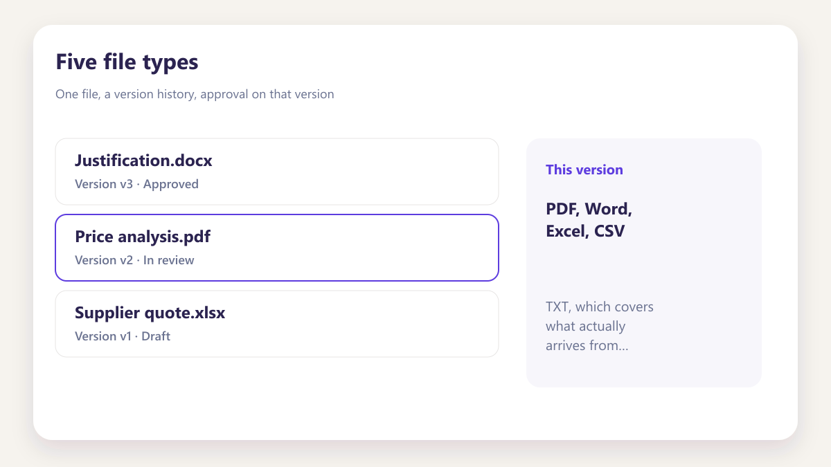 ProcureAudit Five file types