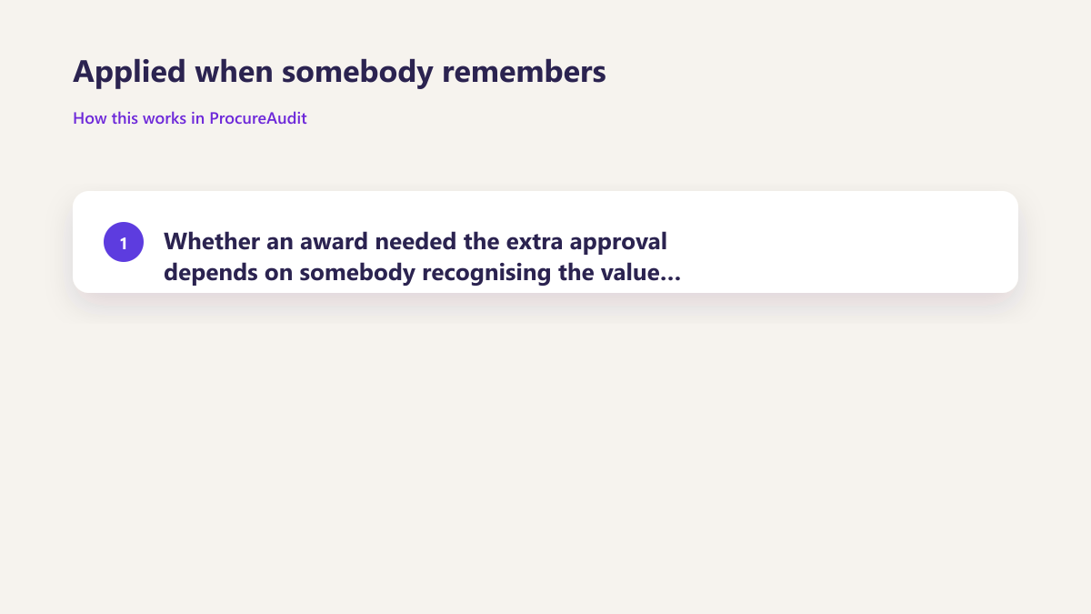 ProcureAudit Applied when somebody remembers