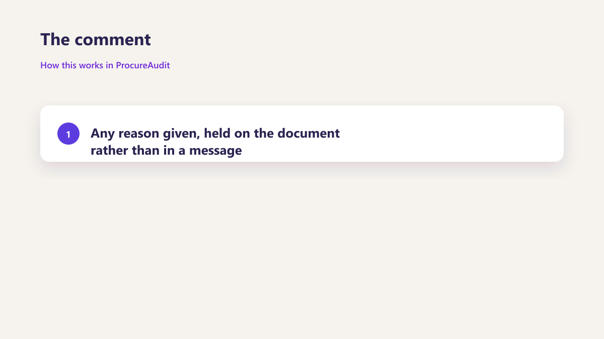 ProcureAudit The comment