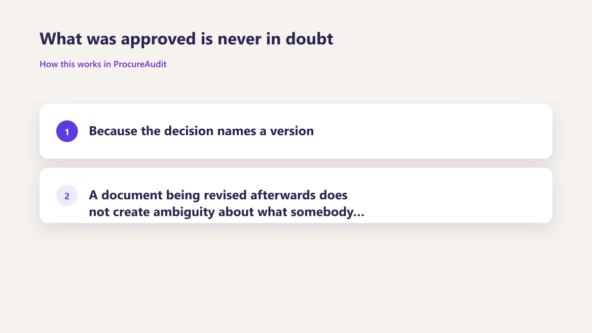 ProcureAudit What was approved is never in doubt