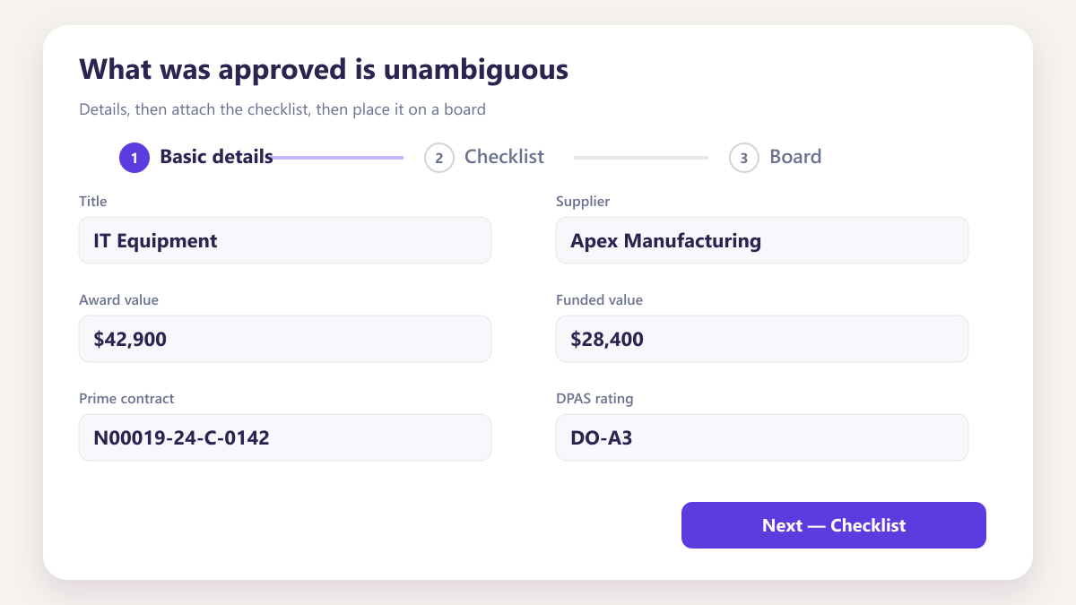ProcureAudit What was approved is unambiguous