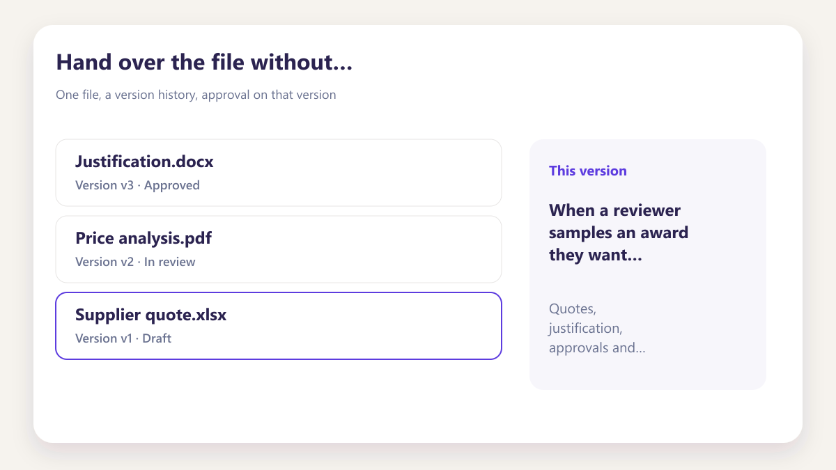ProcureAudit Hand over the file without assembling it