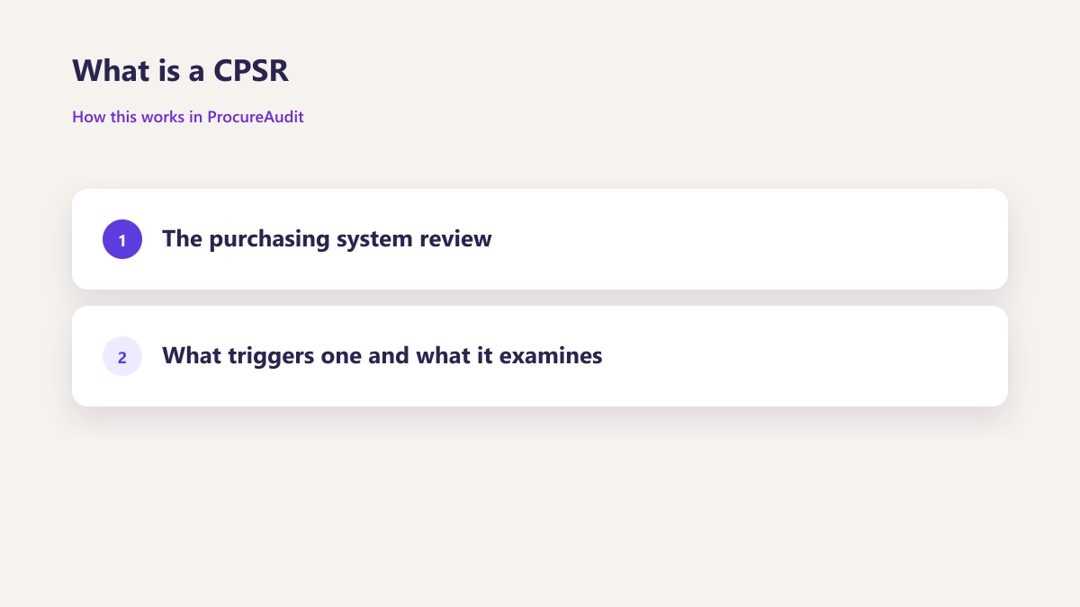 ProcureAudit What is a CPSR