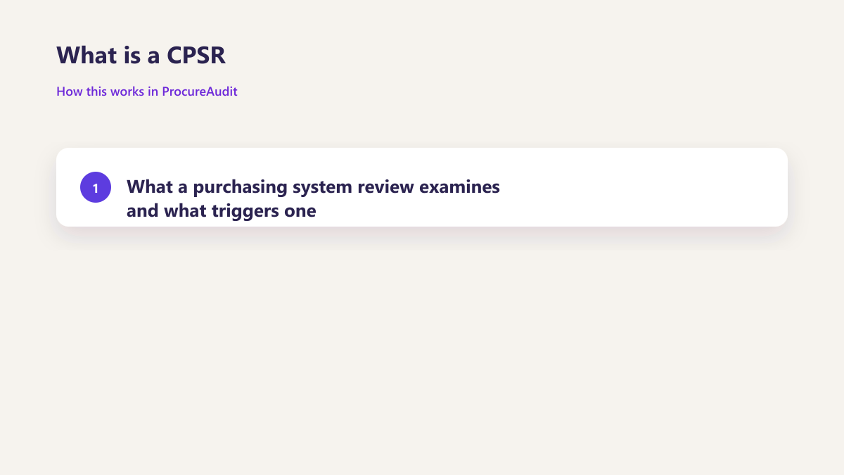 ProcureAudit What is a CPSR