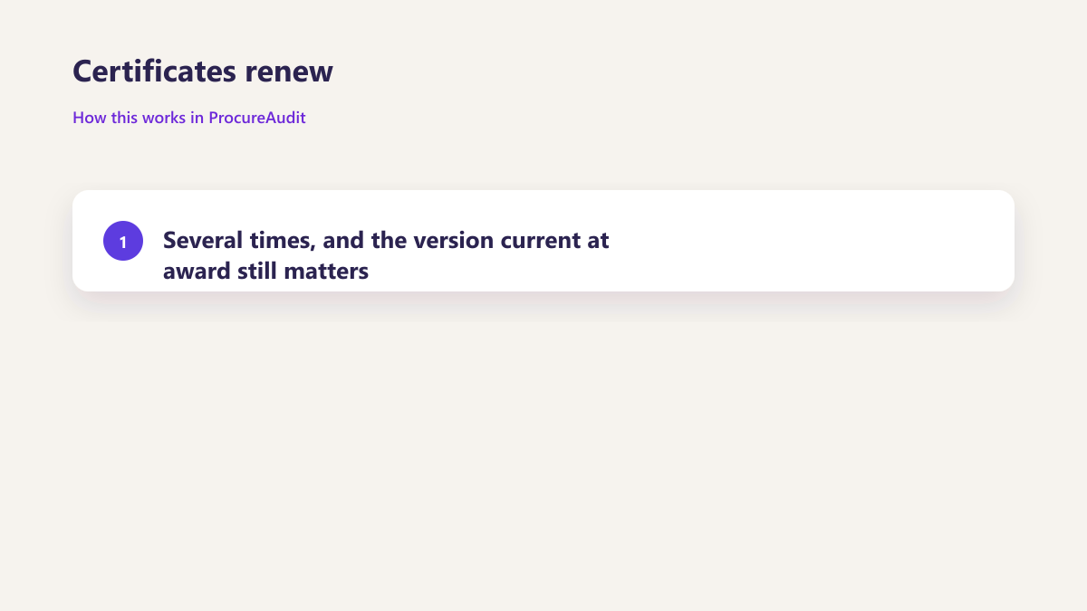 ProcureAudit Certificates renew