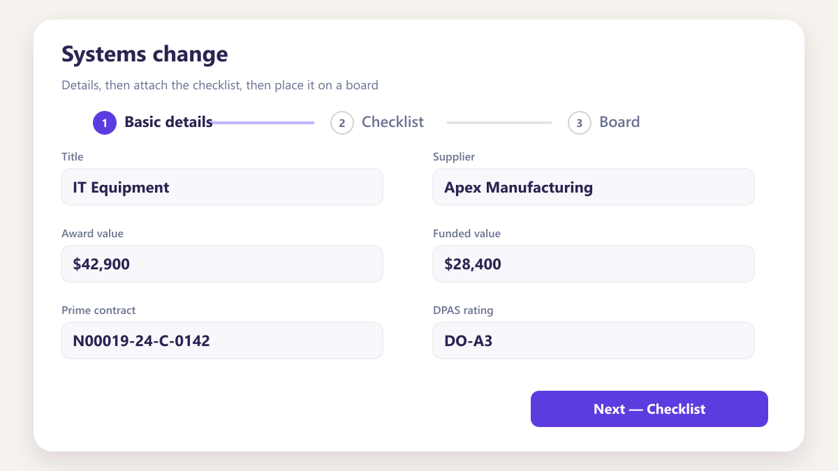 ProcureAudit Systems change
