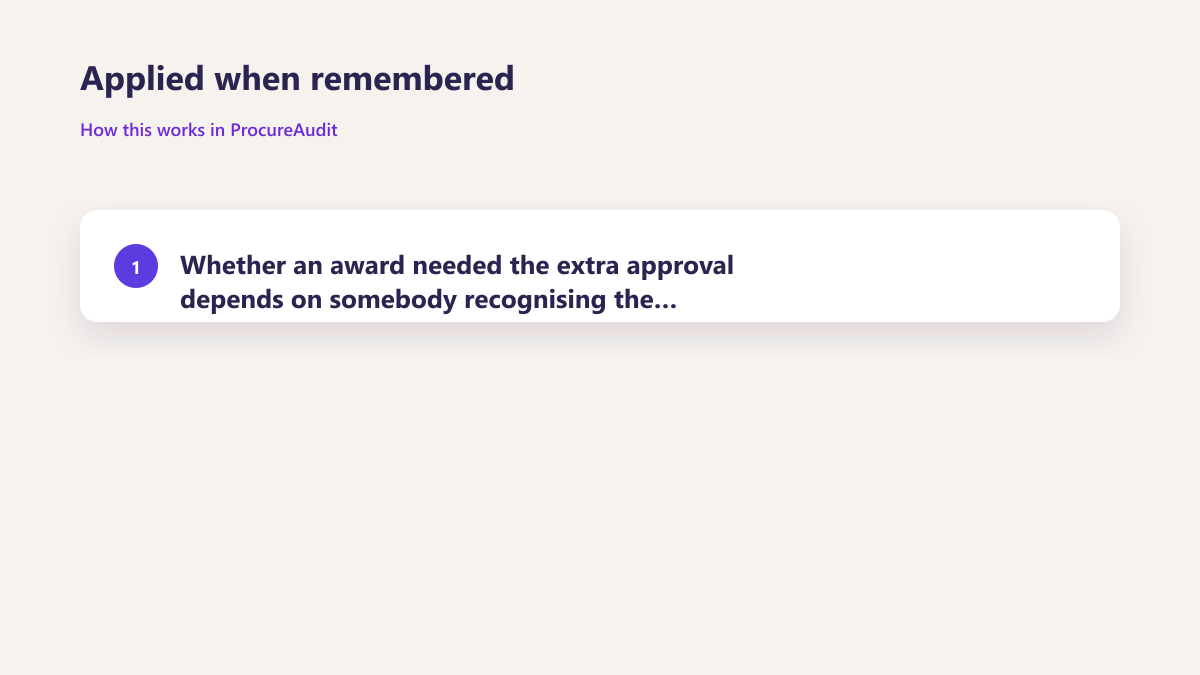 ProcureAudit Applied when remembered
