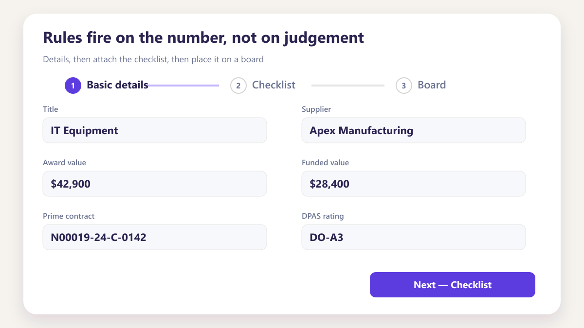 ProcureAudit Rules fire on the number, not on judgement