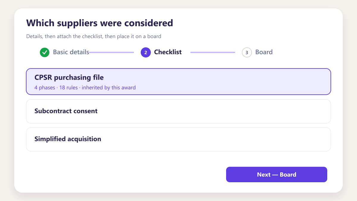 ProcureAudit Which suppliers were considered