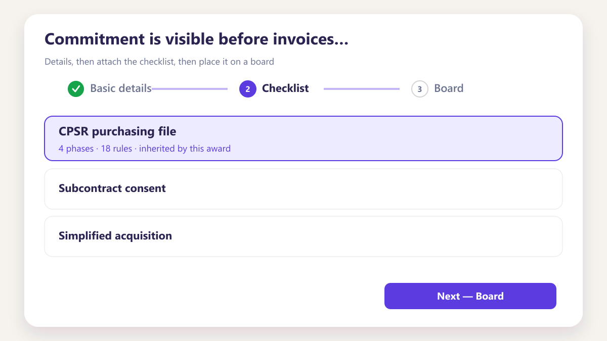 ProcureAudit Commitment is visible before invoices arrive
