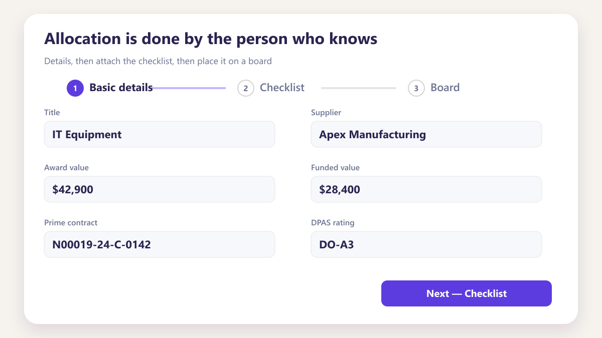 ProcureAudit Allocation is done by the person who knows
