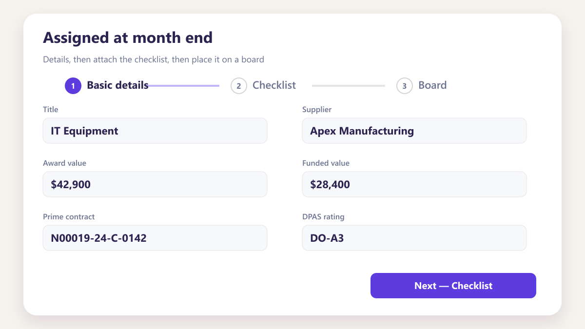 ProcureAudit Assigned at month end