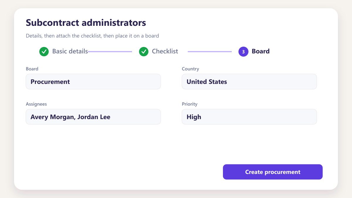 ProcureAudit Subcontract administrators